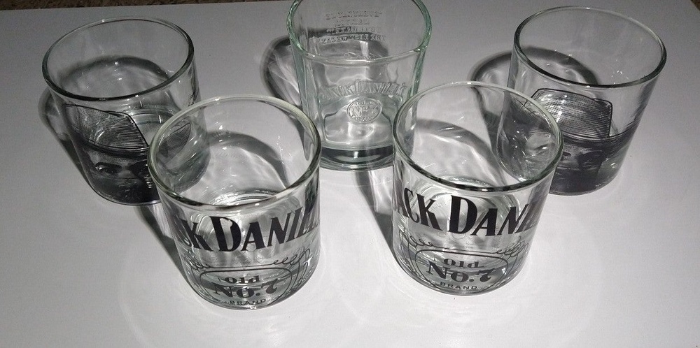 5 Jack Daniel's Old No.7 Whiskey Glasses - Set of 5 Logo Barware - OS